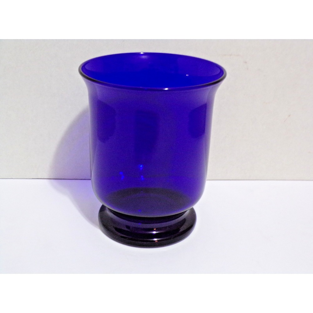 Vintage Party Lite Brillance Cobalt Blue Glass Candle Holder Vase 5" R x 6" T